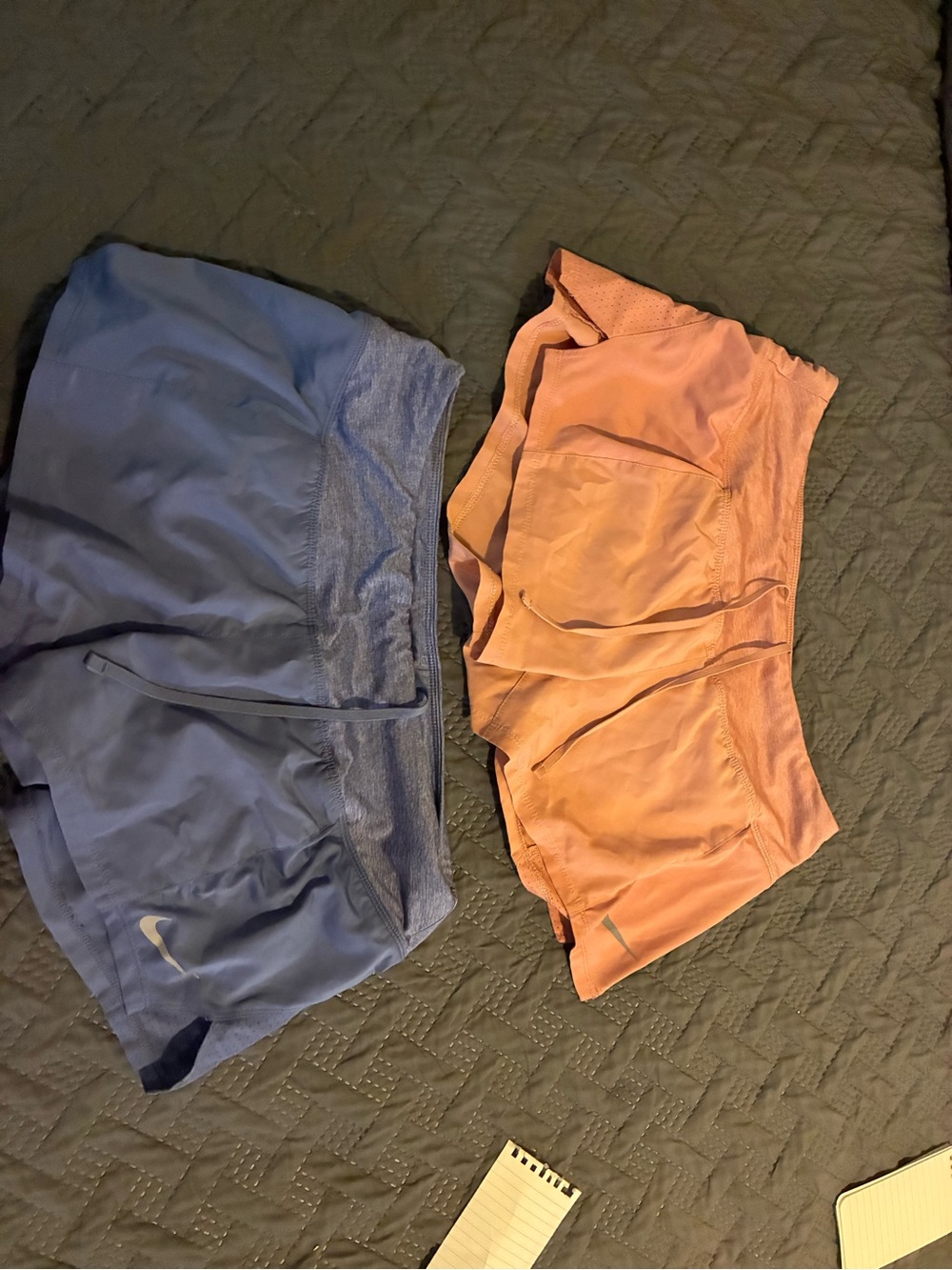 Nike Blue and Coral Dri-FIT Shorts Pair